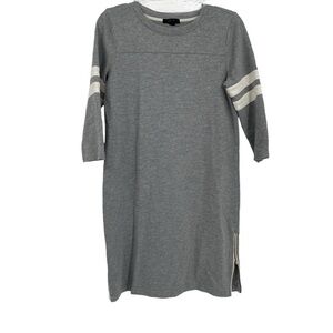 J Crew Women's Size XS Sweatshirt Dress Cotton 3/4 Sleeve Zip Sides Stripes
